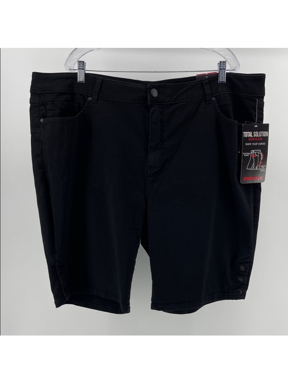Avenue Denim Black Bermuda Shorts, Stretch Knit, NWT, Women's 26